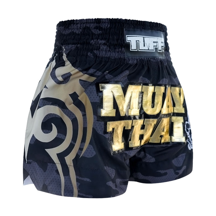 TUFF Muay Thai Shorts Boxing Trunks Traditional Style (TUF-MS640-BLK)