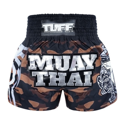 TUFF Muay Thai Shorts Boxing Trunks Traditional Style (TUF-MS640-BRN)