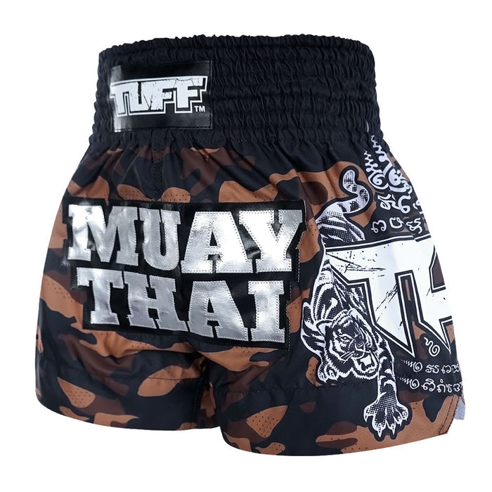 TUFF Muay Thai Shorts Boxing Trunks Traditional Style (TUF-MS640-BRN)