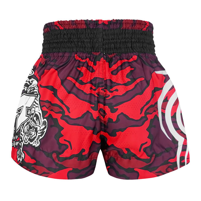 TUFF Muay Thai Shorts Boxing Trunks Traditional Style (TUF-MS640-RED)