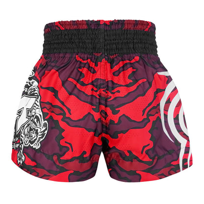 TUFF Muay Thai Shorts Boxing Trunks Traditional Style (TUF-MS640-RED)