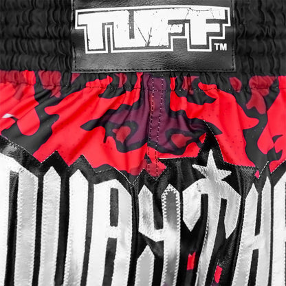 TUFF Muay Thai Shorts Boxing Trunks Traditional Style (TUF-MS640-RED)