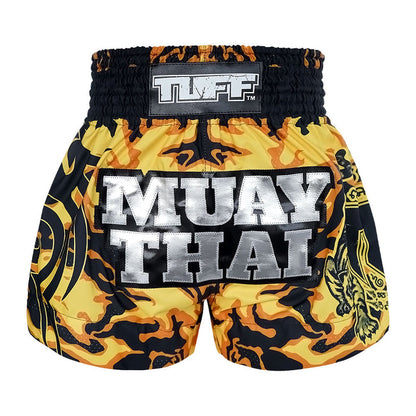 TUFF Muay Thai Shorts Boxing Trunks Traditional Style (TUF-MS640-YLW)