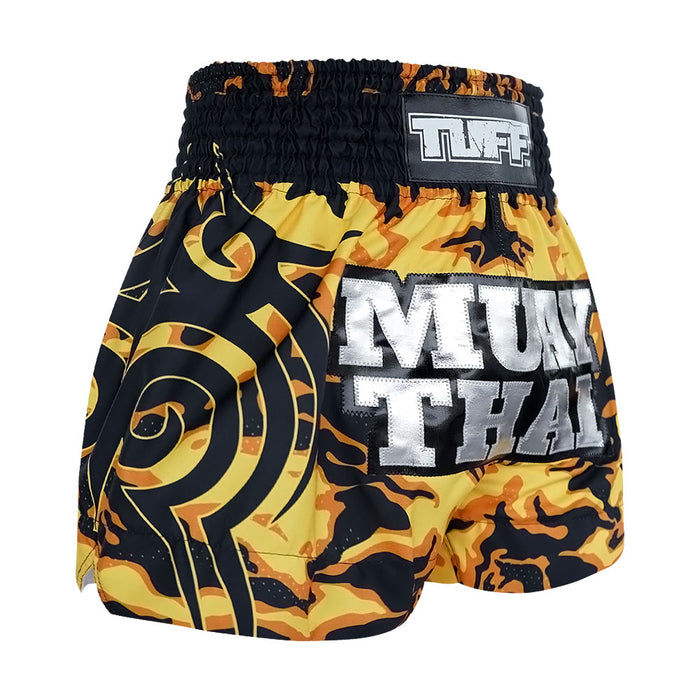 TUFF Muay Thai Shorts Boxing Trunks Traditional Style (TUF-MS640-YLW)