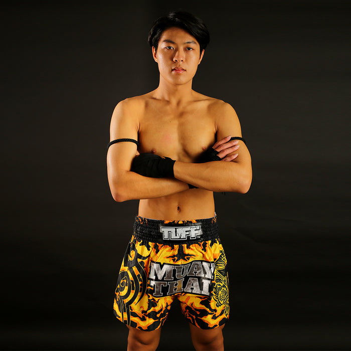 TUFF Muay Thai Shorts Boxing Trunks Traditional Style (TUF-MS640-YLW)