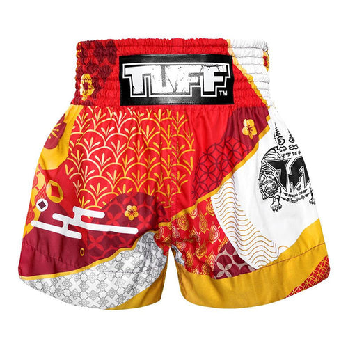 TUFF Muay Thai Shorts Boxing Trunks Traditional Style (TUF-MS653-RED)