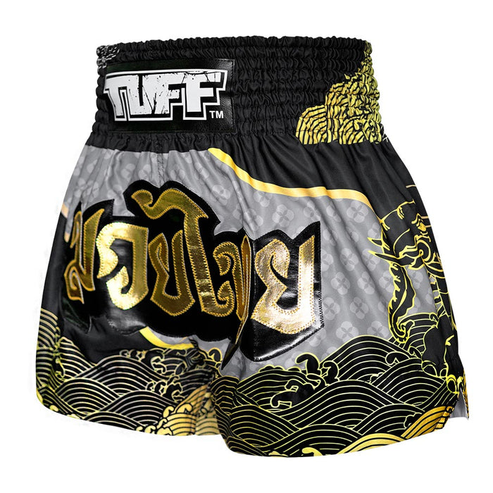 TUFF Muay Thai Shorts Boxing Trunks Traditional Style (TUF-MS654-BLK)