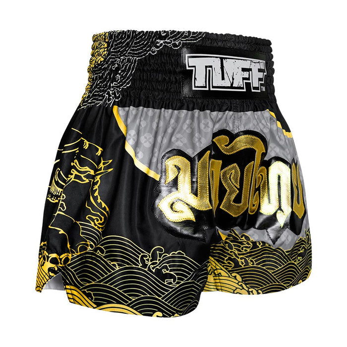 TUFF Muay Thai Shorts Boxing Trunks Traditional Style (TUF-MS654-BLK)