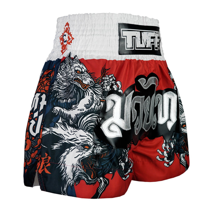 TUFF Muay Thai Shorts Boxing Trunks Traditional Style (TUF-MS684-RED)