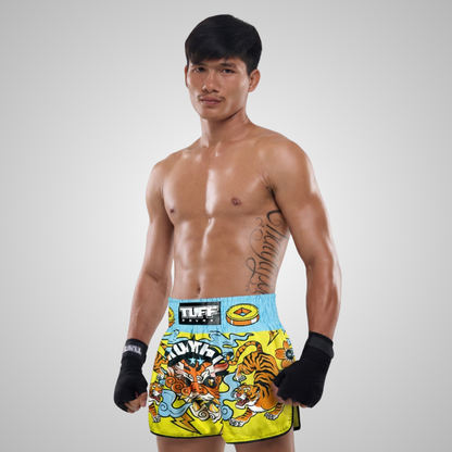 TUFFPAYAK Muay Thai Shorts Boxing Trunks Retro Style (TPY-RMS007-YLW)
