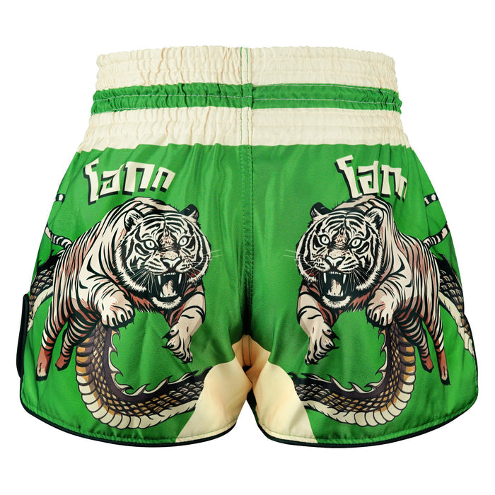 TUFFPAYAK Muay Thai Shorts Boxing Trunks Retro Style (TPY-RMS010-GRN)