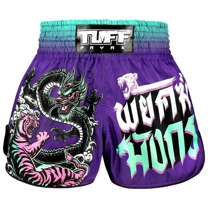 TUFFPAYAK Muay Thai Shorts Boxing Trunks Retro Style (TPY-RMS012-PUR)