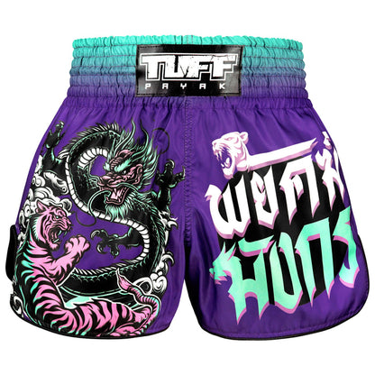 TUFFPAYAK Muay Thai Shorts Boxing Trunks Retro Style (TPY-RMS012-PUR)