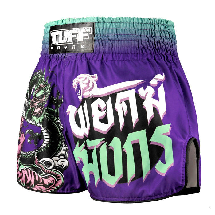 TUFFPAYAK Muay Thai Shorts Boxing Trunks Retro Style (TPY-RMS012-PUR)