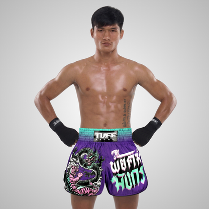 TUFFPAYAK Muay Thai Shorts Boxing Trunks Retro Style (TPY-RMS012-PUR)