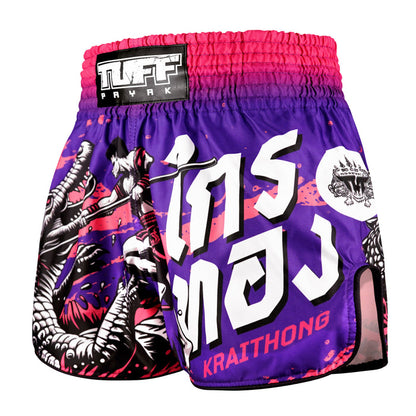 TUFFPAYAK Muay Thai Shorts Boxing Trunks Retro Style (TPY-RMS015-PUR)