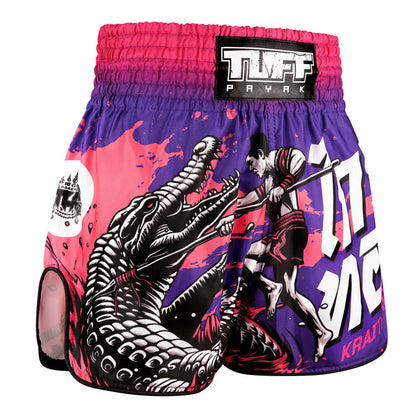 TUFFPAYAK Muay Thai Shorts Boxing Trunks Retro Style (TPY-RMS015-PUR)