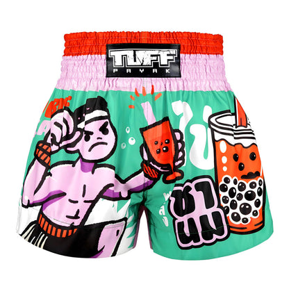 TUFFPAYAK Muay Thai Shorts Boxing Trunks Traditional Style (TPY-MS003-GRN)