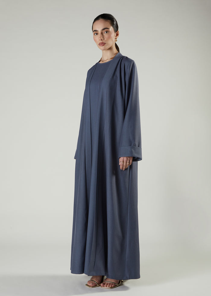 Two Piece Open Abaya Dark Denim