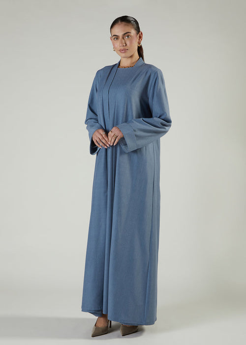Two Piece Open Abaya Denim