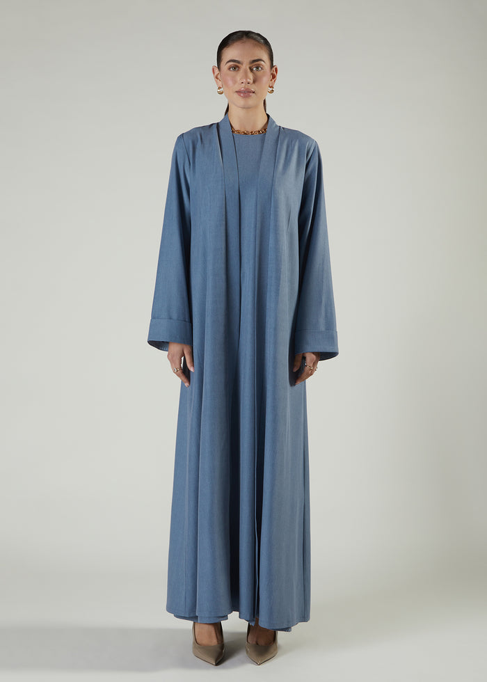 Two Piece Open Abaya Denim