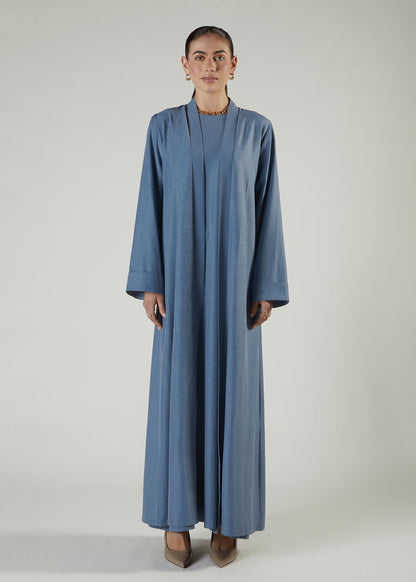 Two Piece Open Abaya Denim