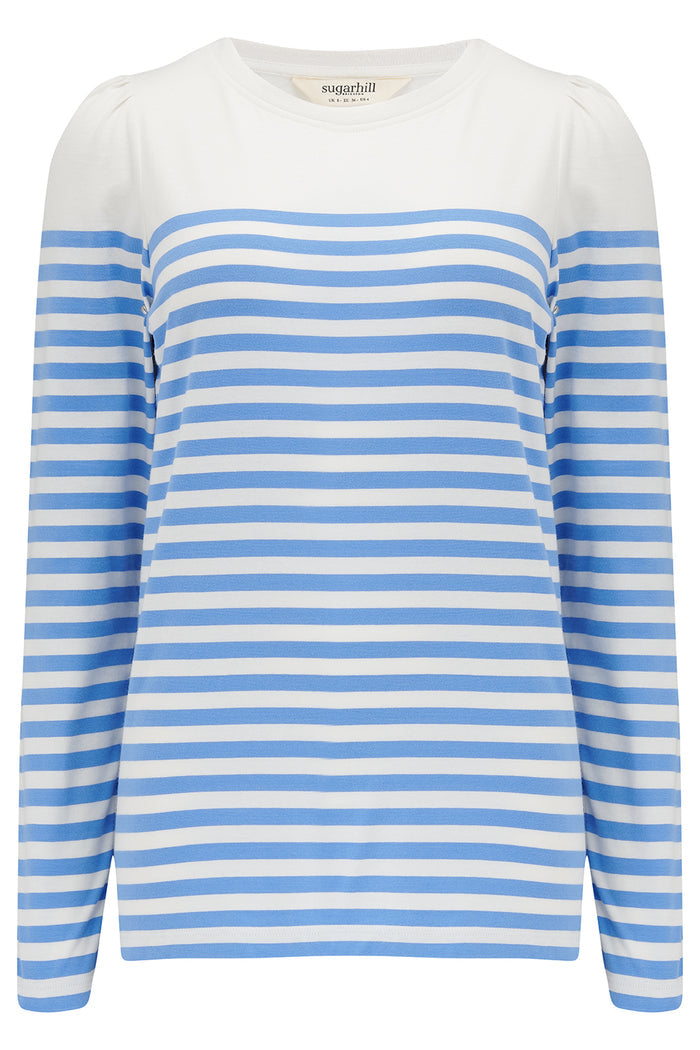 Umah Jersey Top (Off White/French Blue Stripe)