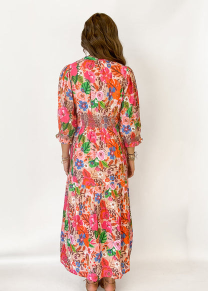 Uncle Frank Floral Smocked Tiered Maxi Dress