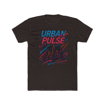 Black Urban Pulse graphic t-shirt displayed from the front with city-inspired artwork, crew neckline and black short sleeves.