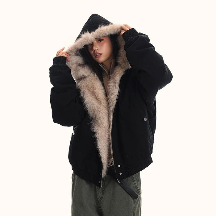 Unisex Hooded Furry Coat – Ultra-Warm Street Style
