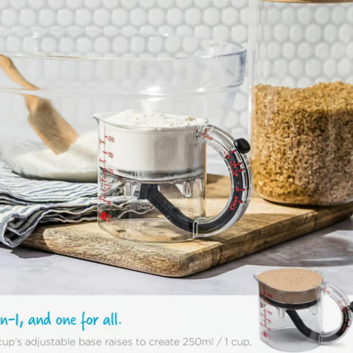 Comfort-Grip Handle of 4-in-1 Multi-Functional Measuring Cup in Use