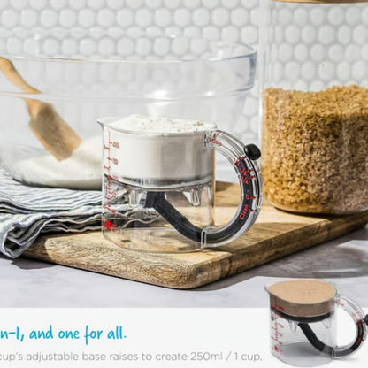 Comfort-Grip Handle of 4-in-1 Multi-Functional Measuring Cup in Use