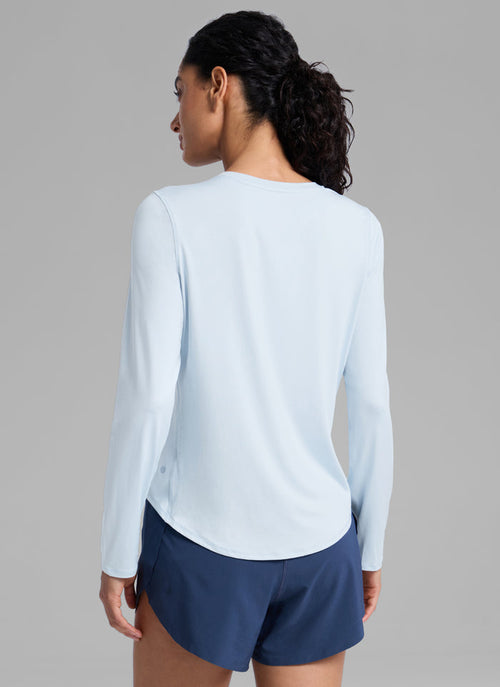 CRZ YOGA Women UPF 50+ Running Lightweight Loose Fit Long Sleeves Quick Dry Blue Linen