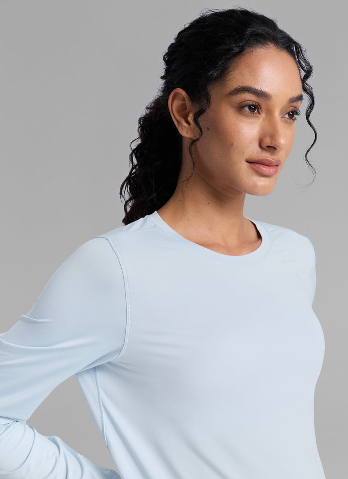 CRZ YOGA Women UPF 50+ Running Lightweight Loose Fit Long Sleeves Quick Dry Blue Linen