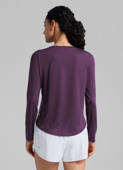 CRZ YOGA Women UPF 50+ Running Lightweight Loose Fit Long Sleeves Quick Dry Deep Crocus Violet