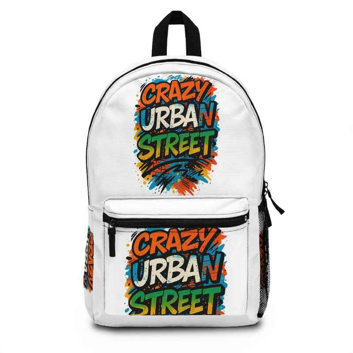 Urban graffiti backpack for teens with a colorful graphic print and practical school-ready storage compartments