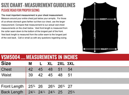 USA Made Chaos Vest: • Made in the USA• Made from Premium Naked Cowhide Leather• Fully Lined• Full Zipper &amp; Snap Front •