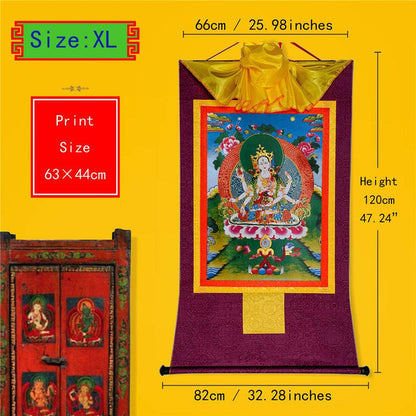 Usnisa Vijaya - Crown Superb Victory Dharani - Tibetan thangka painting, close-up detail