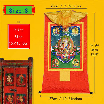 Usnisa Vijaya and 5 Healing Buddhas - Tibetan thangka painting, view 6