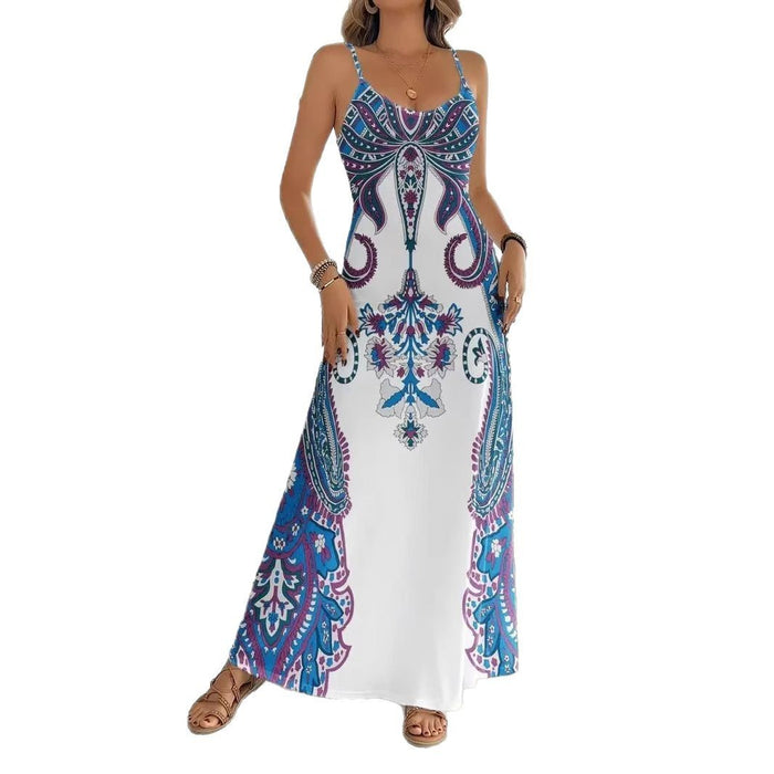 V-Neck Sleeveless Dress – Flattering Print, Shop Now