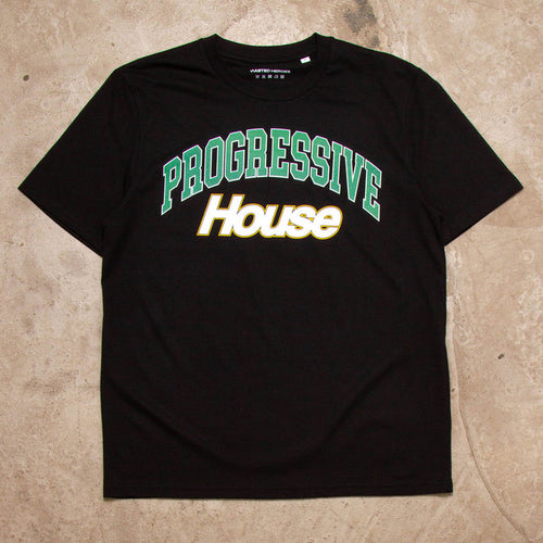 Varsity Progressive House Front Print - Tshirt - Black