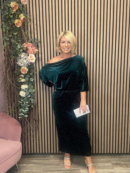 Velvet Tilly Dress (Emerald)