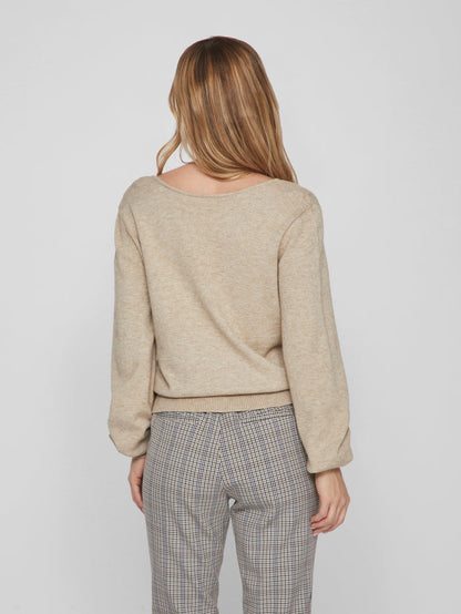 Victoria Reversible V-Neck Jumper (Natural Melange)