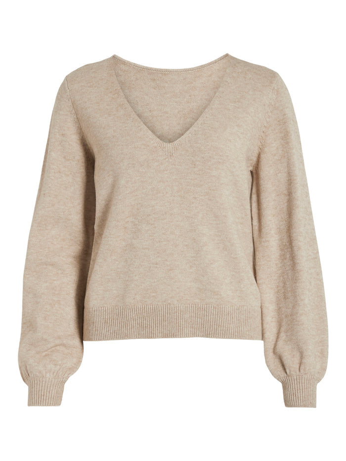 Victoria Reversible V-Neck Jumper (Natural Melange)