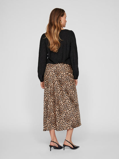 Vielette High Waisted Maxi Skirt (Caramel Cafe/Leopard)