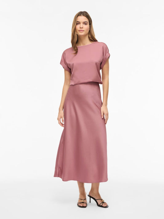 Vielette High Waisted Maxi Skirt (Nostalgia Rose)