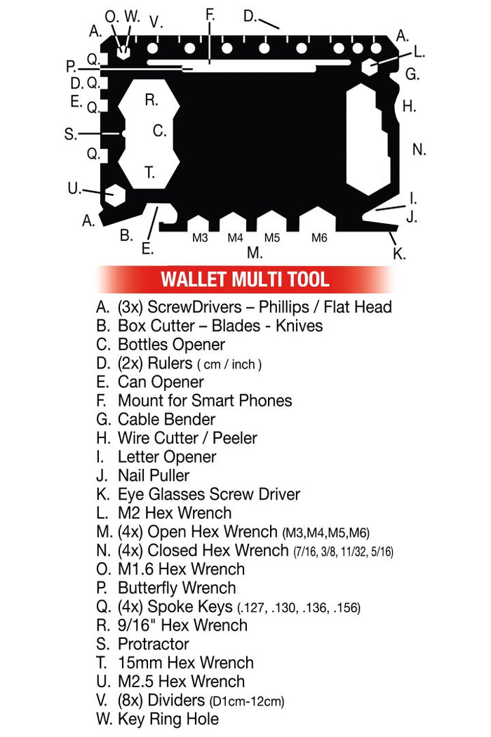 Wallet Multi Tool 43-1: 43 Tools in 1Stainless SteelCredit Card Size