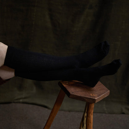 Weaver Adults Knee High Socks - Wool - Coal