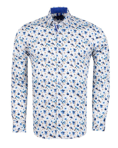 White Flowery Print with Matching Handkerchief-Makrom