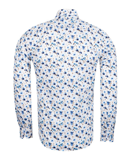 White Flowery Print with Matching Handkerchief-Makrom